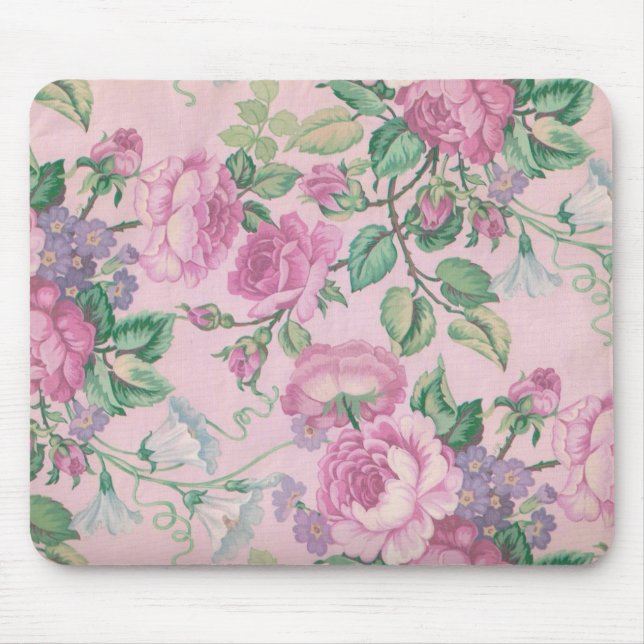 Pink Flowers Mouse Pad (Front)
