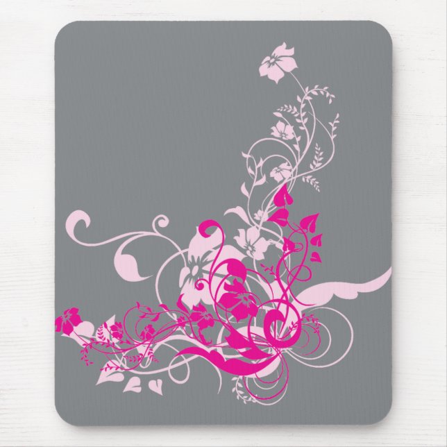 Pink Flowers Mouse Pad (Front)