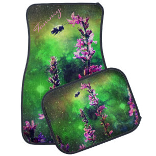 Pink Flowers N Bee Against The World Car Mats