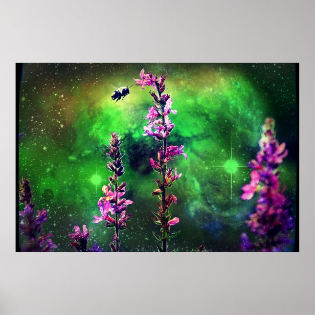 Pink Flowers N Bee Against the World Poster (Front)