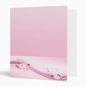 Pink Flowers n Waves 3 Ring Binder