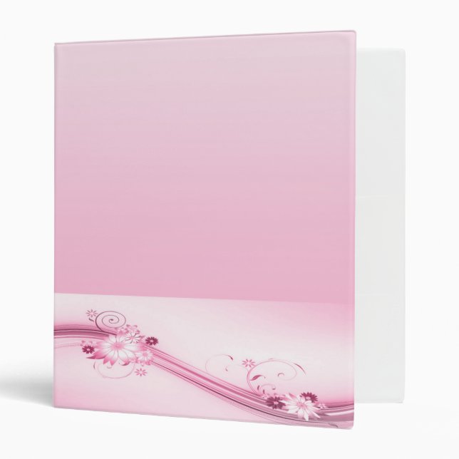 Pink Flowers n Waves 3 Ring Binder (Front/Inside)