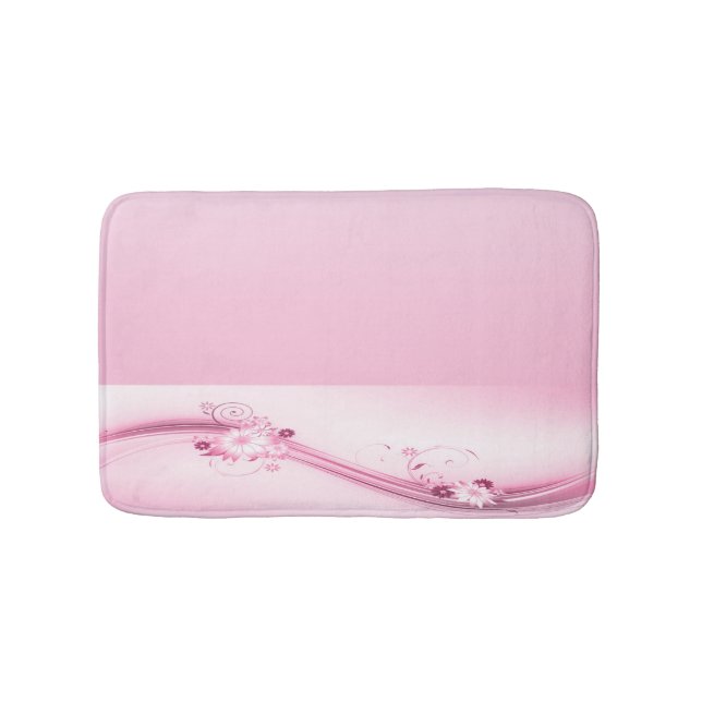 Pink Flowers n Waves Bathroom Mat (Front)