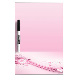 Pink Flowers n Waves Dry Erase Board