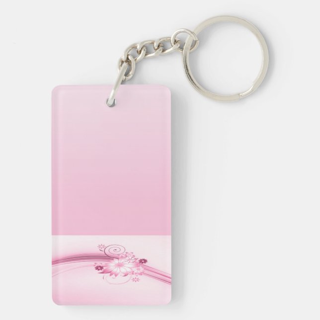 Pink Flowers n Waves Keychain (Back)