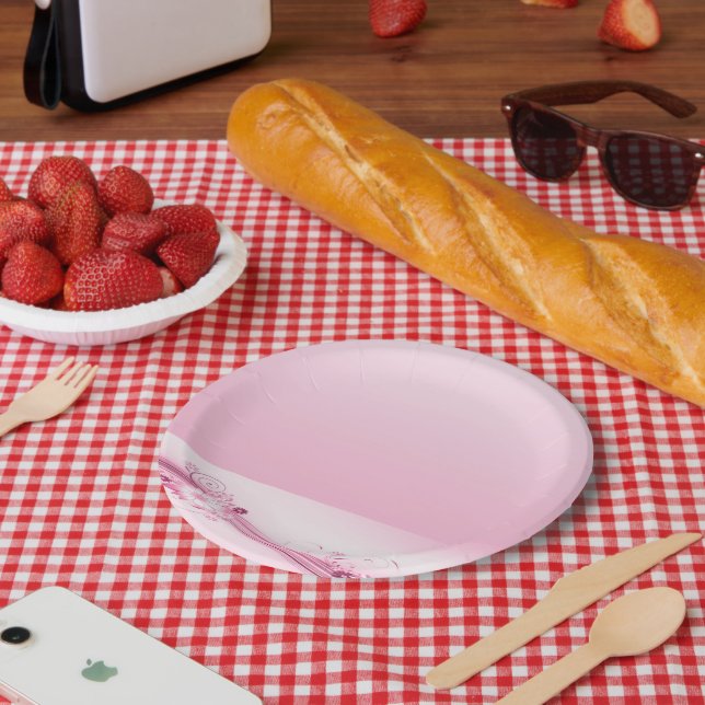 Pink Flowers n Waves Paper Plates (Picnic)