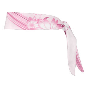 Pink Flowers n Waves Tie Headband