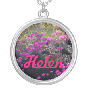 Pink Flowers Name Necklace