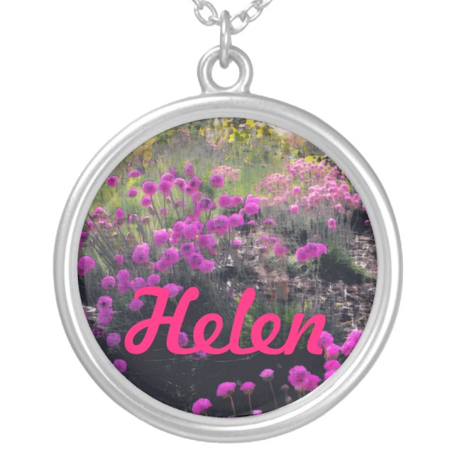 Pink Flowers Name Necklace (Front)