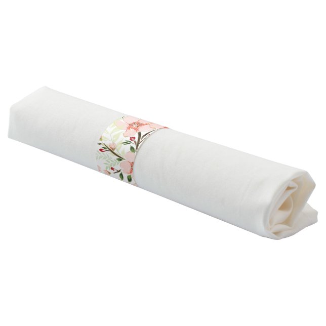 Pink flowers napkin bands (Angled)