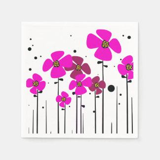 Pink flowers napkins