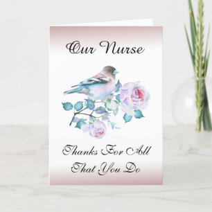 Pink Flowers Nature Nurse Doctor Employee Letterpress Thank You Card