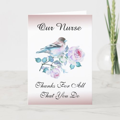 Pink Flowers Nature Nurse Doctor Employee Thank You Card