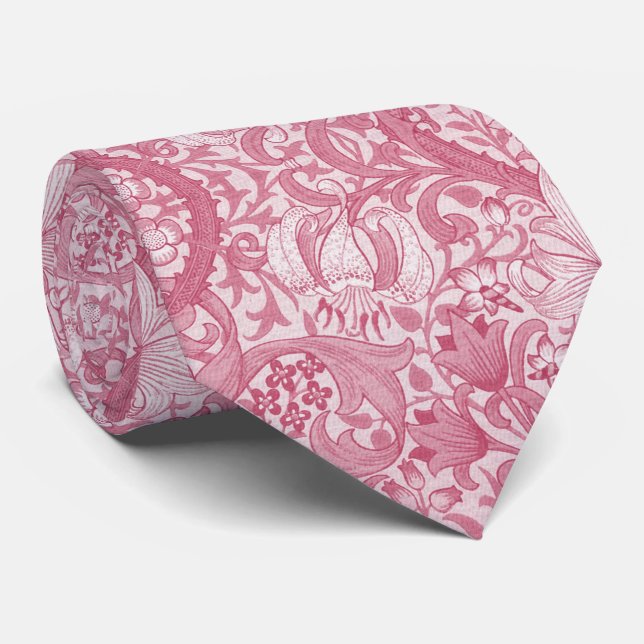 Pink flowers neck tie (Rolled)