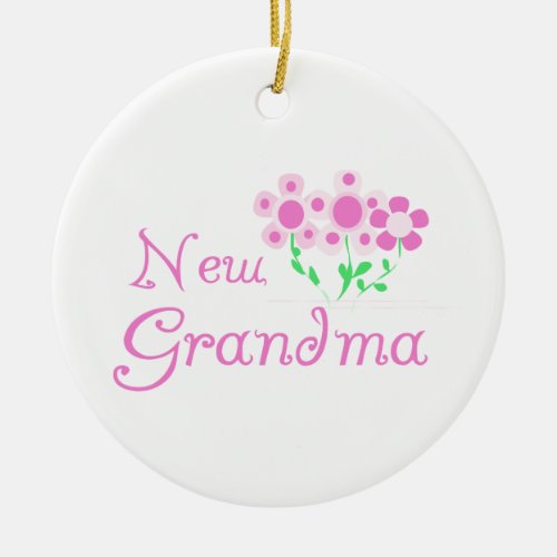 Pink Flowers New Grandma Gifts Ceramic Ornament