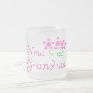 Pink Flowers New Grandma Tshirts and Gifts Frosted Glass Coffee Mug