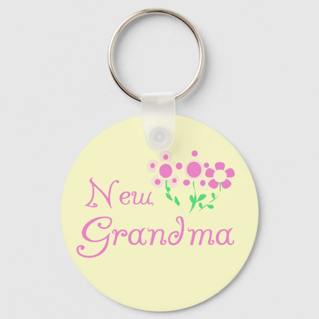Pink Flowers New Grandma Tshirts and Gifts Keychain (Front)