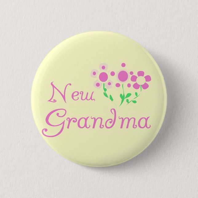 Pink Flowers New Grandma Tshirts and Gifts Pinback Button (Front)