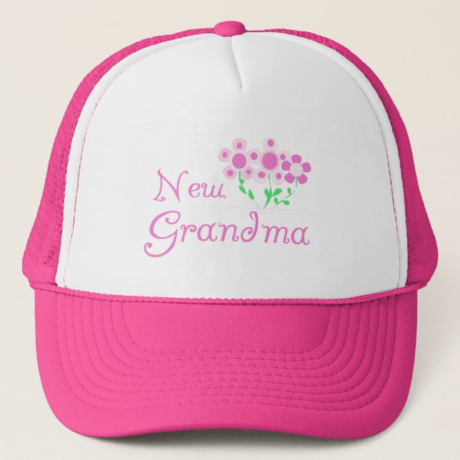 Pink Flowers New Grandma Tshirts and Gifts Trucker Hat (Front)