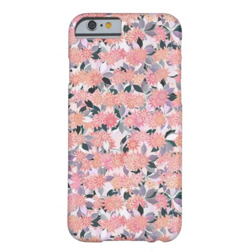 Pink flowers on a background of silver leaves barely there iPhone 6 case