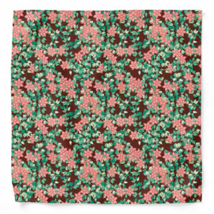 Pink flowers on a chocolate background bandana