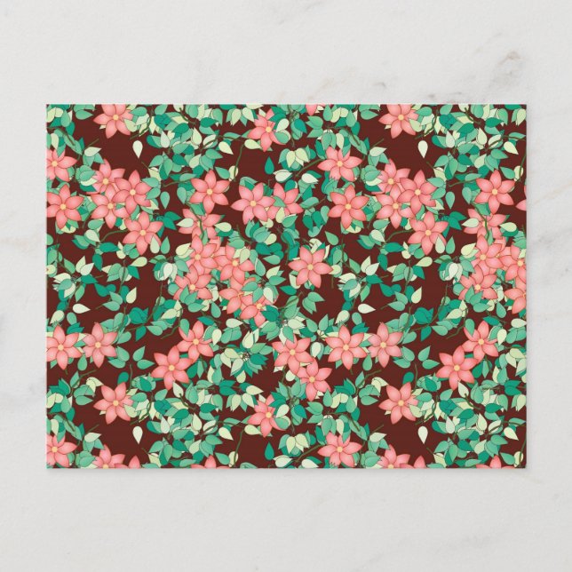 Pink flowers on a chocolate background postcard (Front)