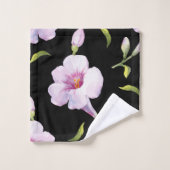 Pink Flowers on Black Bath Towel Set | Zazzle