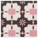 Pink Flowers on Brown | Block Floral Pattern Fabric
