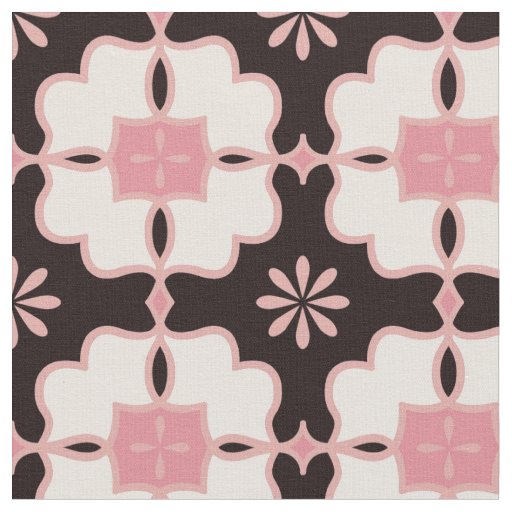 Pink Flowers on Brown | Block Floral Pattern Fabric