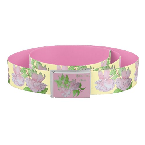 Pink flowers on cream background modern floral belt