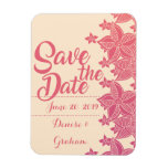 Pink Flowers on Cream Save the Date Magnet