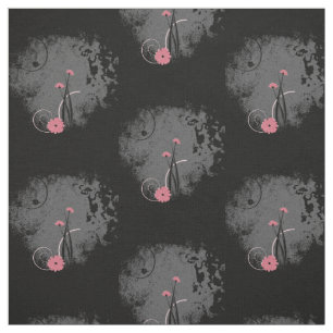 Pink flowers on distressed gray and black fabric