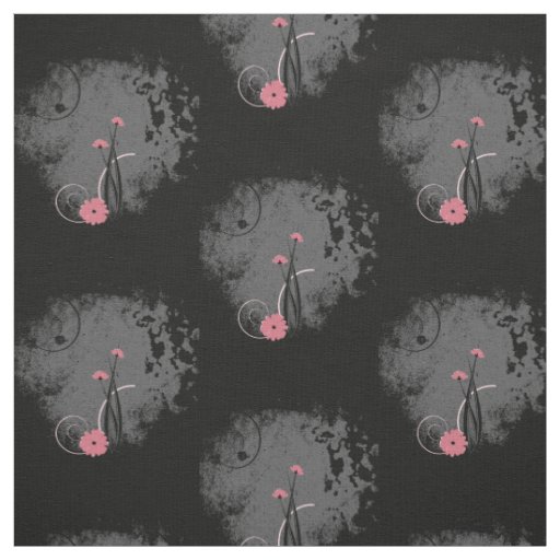 Pink flowers on distressed gray and black fabric