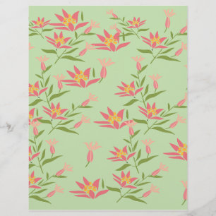 Pink Flowers on Green Scrapbook paper:
