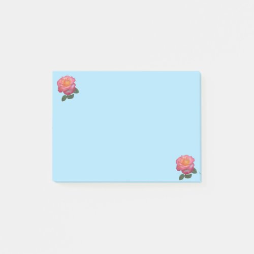 Pink Flowers on Light Blue Things To Do Post_it Notes