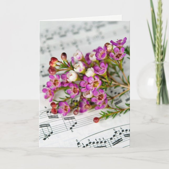 pink flowers on music card (Front)
