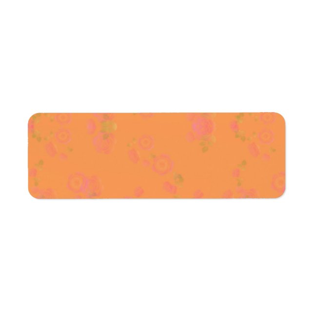 Pink Flowers on Orange Background Blank Label (Front)