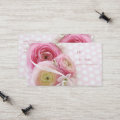 Pink flowers on polka dots calling card | Zazzle