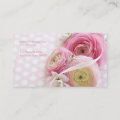 Pink flowers on polka dots calling card | Zazzle