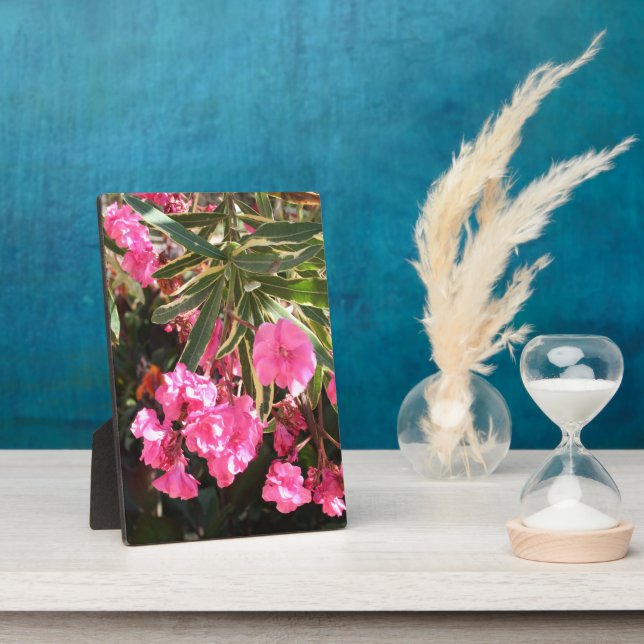 Pink flowers on the tree plaque (Side)