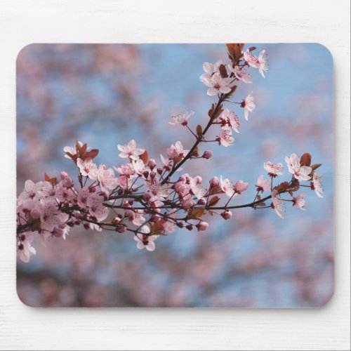 pink flowers on tree mouse mat