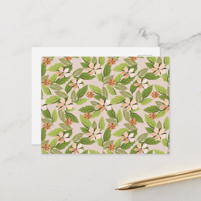 Pink Flowers, Orange Flowers, Pattern Of Flowers Postcard (Front/Back In Situ)