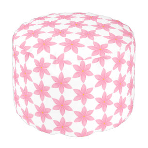Pink Flowers Ottoman Pouf
