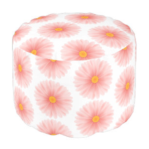 Pink Flowers Ottoman Pouf