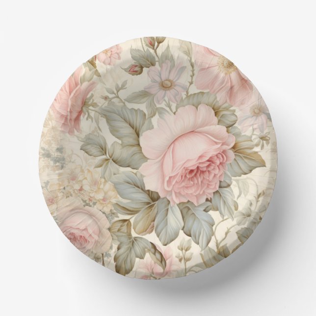 Pink Flowers Paper Bowl (Front)