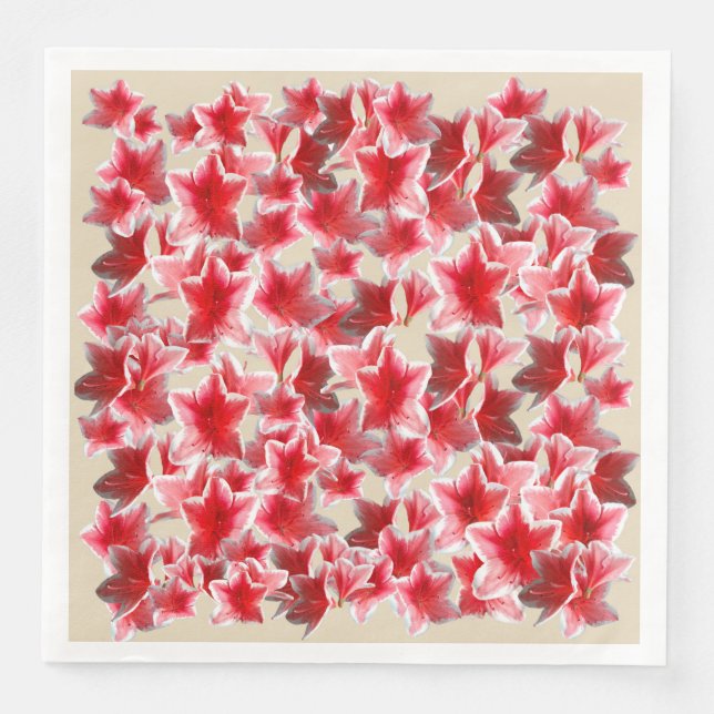  Pink Flowers Paper Dinner Napkins (Front)