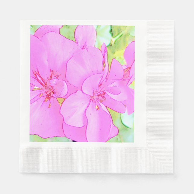 Pink Flowers Paper Napkins (Front)