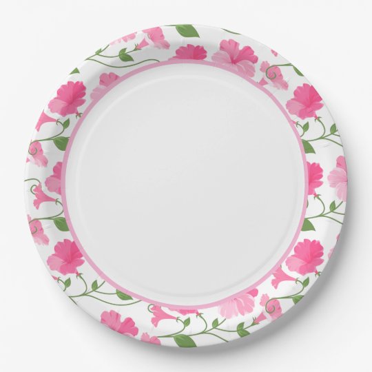 Pink Flowers Paper Plates 9