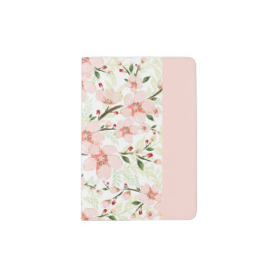Pink flowers passport holder
