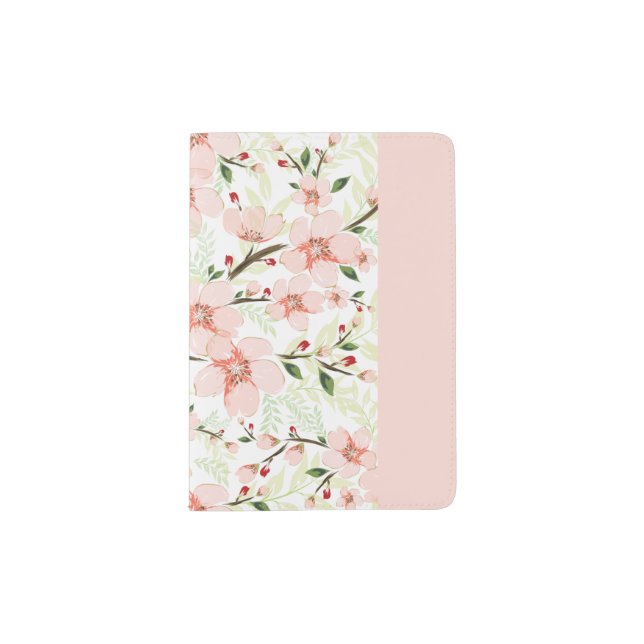 Pink flowers passport holder (Front)